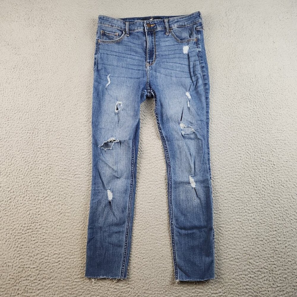 Hollister High Rise Super Skinny Classic Stretch Distress Ankle Denim Womens 7S